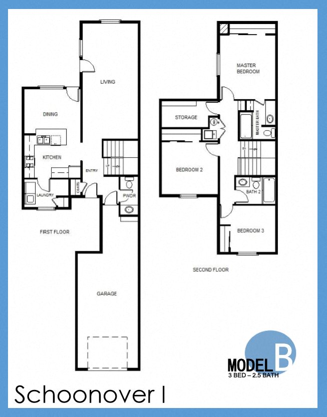Floor plan for 3 beds, 2.5 baths, 1576 sqft